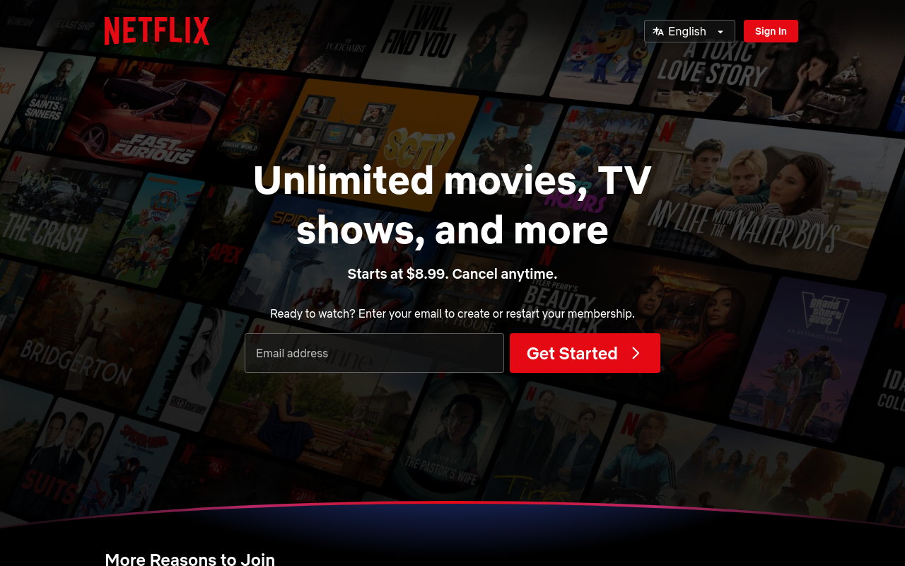 Where the buyer starts: the US homepage, the entry to the signup flow