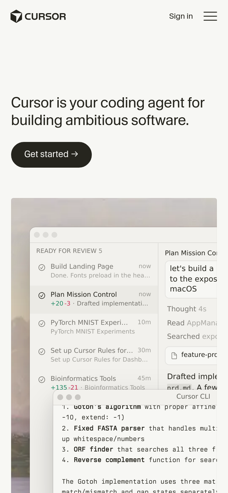 Homepage, mobile fold